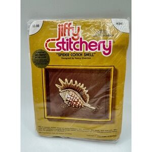 Vintage 1977 Sunset Designs Jiffy Stitchery Spider Conch Shell Kit #841 Crewel